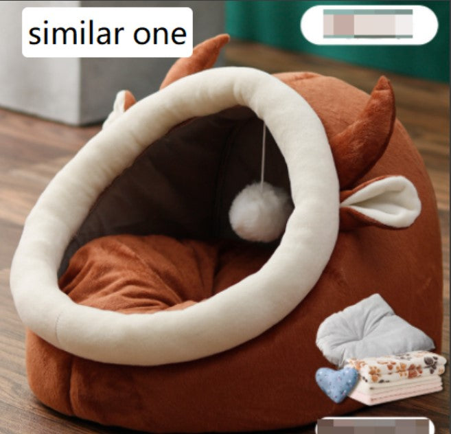 Cozy Cat Nest House — Soft Plush Cave Bed for Cats