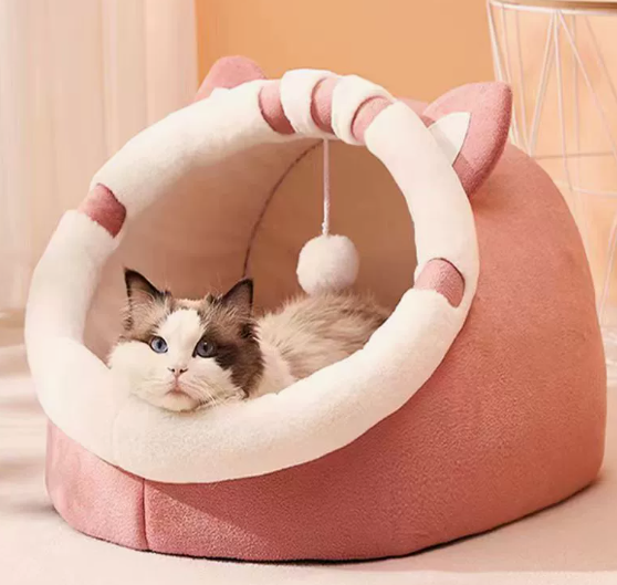 Cozy Cat Nest House — Soft Plush Cave Bed for Cats