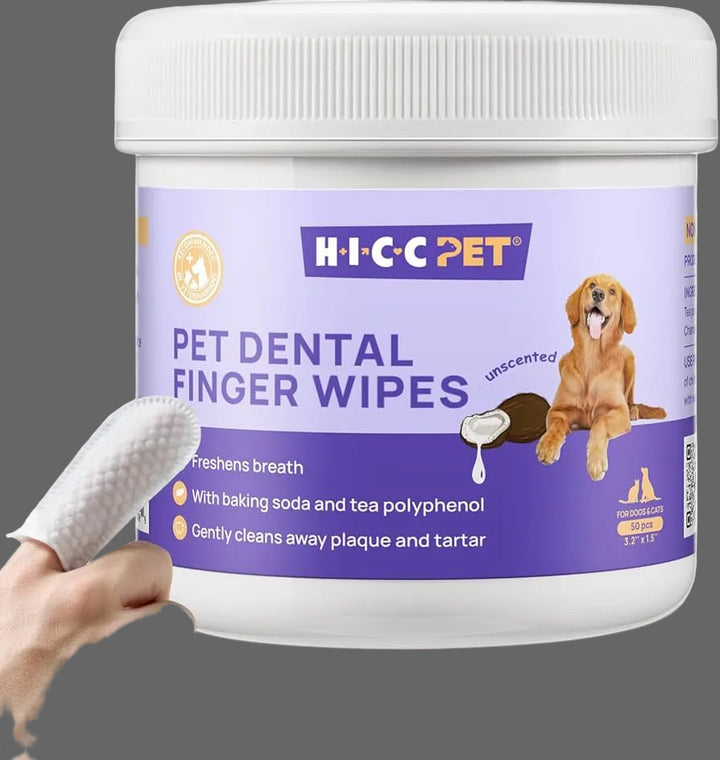 3-in-1 Pet Finger Wet Wipes for Dogs and Cats Teeth Cleaning Dental Care Pack 50