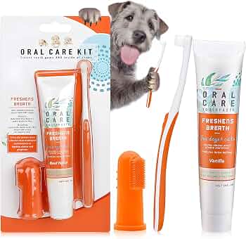 Pet Toothbrush Set with Edible Toothpaste for Dogs Cats Oral Care Dental Cleaning Healthy Breath