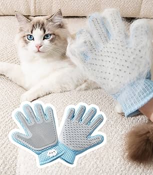 2-in-1 Pet Grooming Glove Double-Sided Deshedding Massage Brush for Cats Dogs Removes Loose Hair Easily