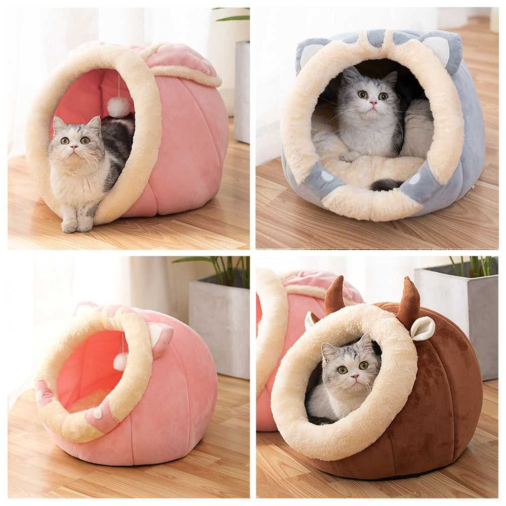 Cozy Cat Nest House — Soft Plush Cave Bed for Cats