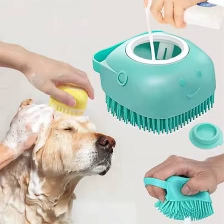 Silicone Dog Bath Massage Gloves Brush for Pet Grooming Shampoo Dispensing Cleaning Tool Soft Grip with Deep Cleaning