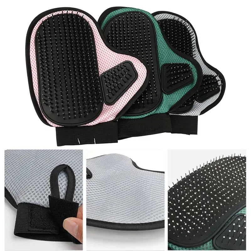 Steel Needle Pet Massage Gloves for Grooming Shedding Hair Removal Relaxing Dogs Cats Brush Tool