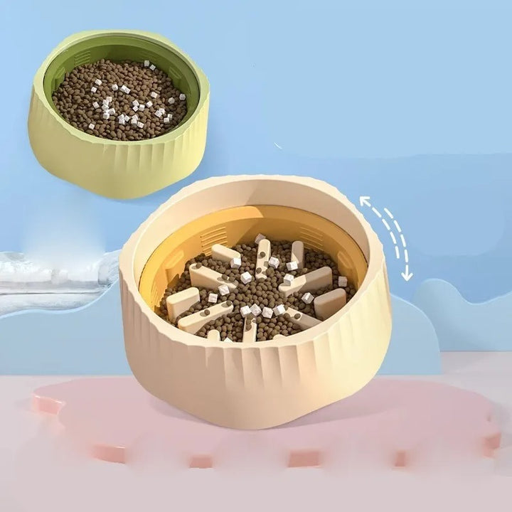 2-in-1 Dual Mode Large Plastic Cat Slow Feeder Bowl with Switchable Fast and Slow Feed